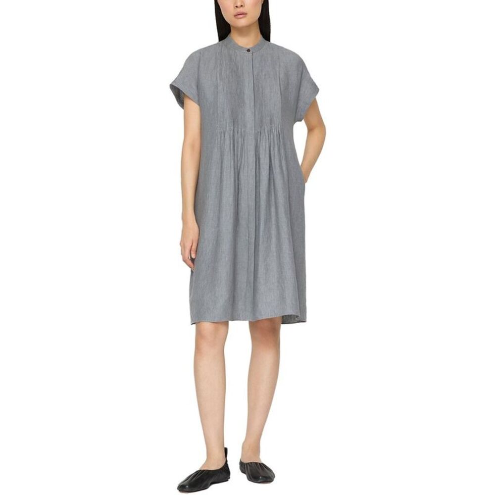 Lafayette 148 New York Womens Pintuck Bib Linen Dress